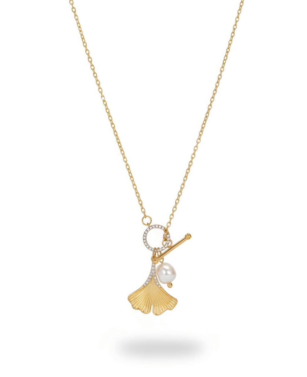 Pearl Drop Ginkgo Necklace
